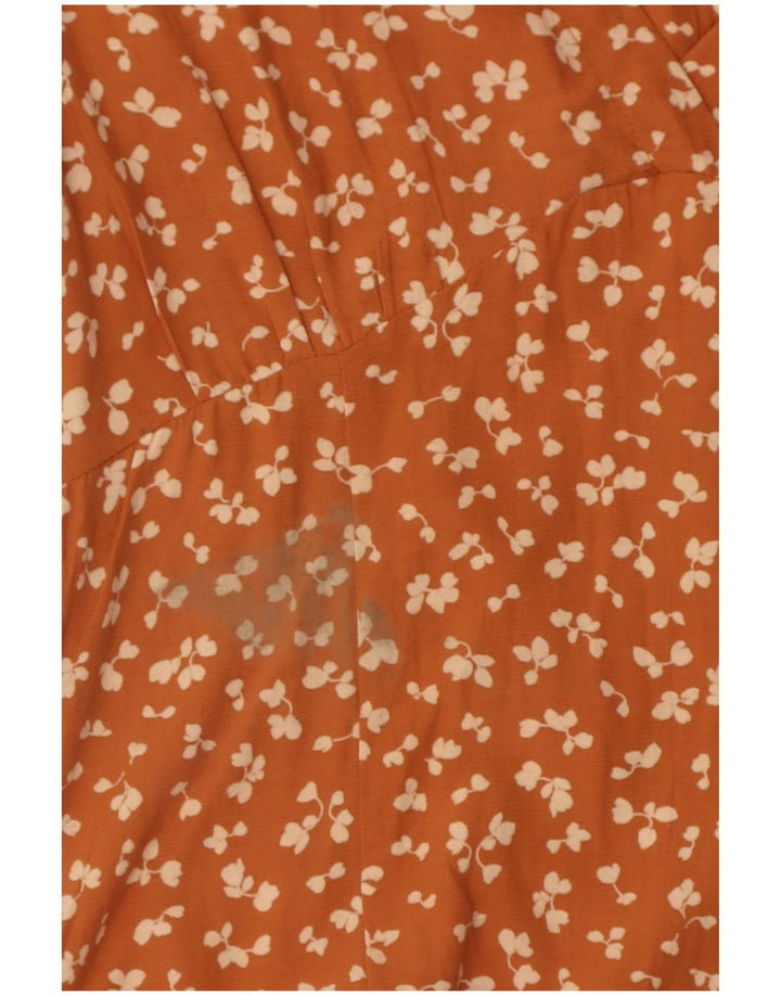 French Connection Damen-Sommerkleid, UK 12, mittlere orangefarbene Viskose mit Blumenmuster