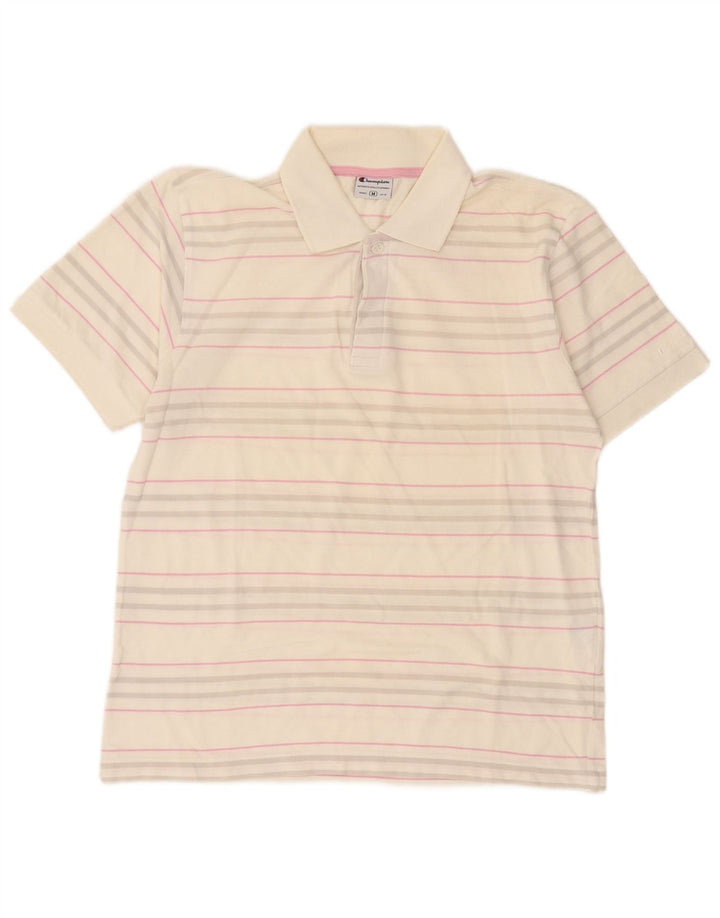 Champion Herren-Poloshirt aus mittelweißer, gestreifter Baumwolle