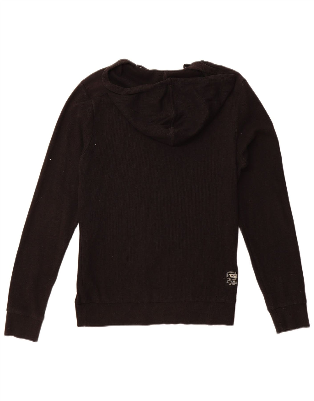 Mossimo Herren-Oberteil mit Kapuze und Grafik, langärmlig, Mittelschwarz