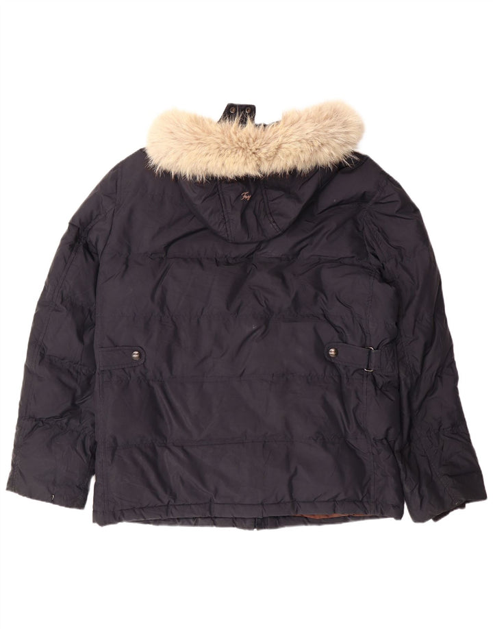 FAY Herren-Jacke mit Kapuze, gepolstert, UK 40, Größe L, Marineblau, Polyester