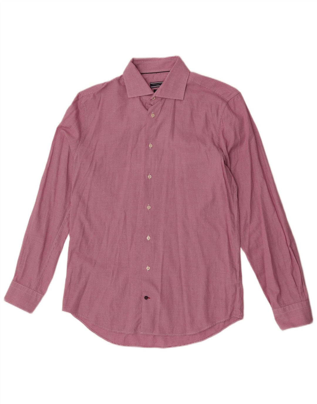 Maßgeschneidertes Herrenhemd von Tommy Hilfiger, Größe 41 16, groß, rosa Hahnentrittmuster