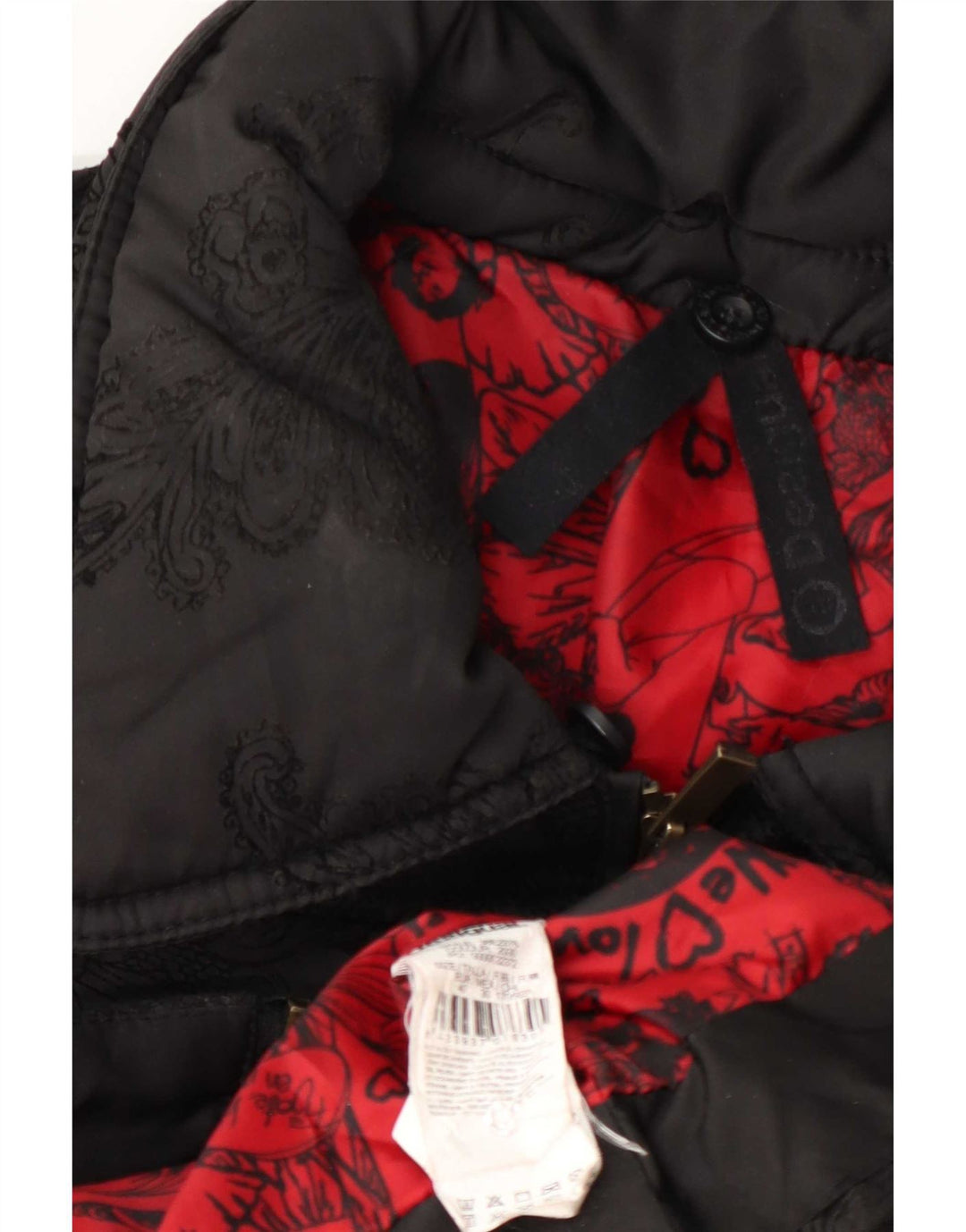 Desigual Womens Graphic Wattierte Jacke EU 40 Mittelschwarzes Paisley-Polyester