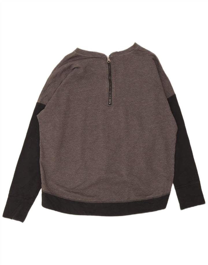 CHAMPION Damen Crop Sweatshirt Pullover UK 16 Large Grau Farbblock