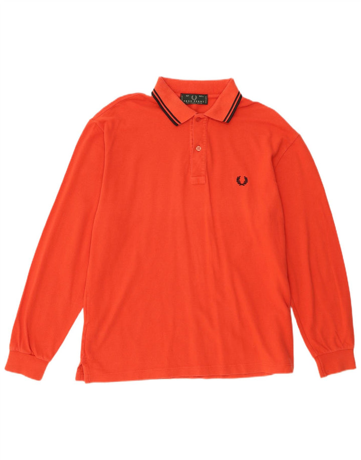 Fred Perry Herren-Langarm-Poloshirt aus mitteloranger Baumwolle
