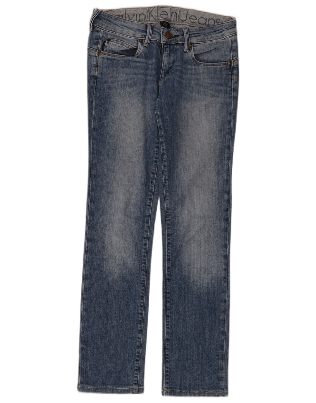 Calvin Klein Damen Straight Jeans W26 L30 Blaue Baumwolle