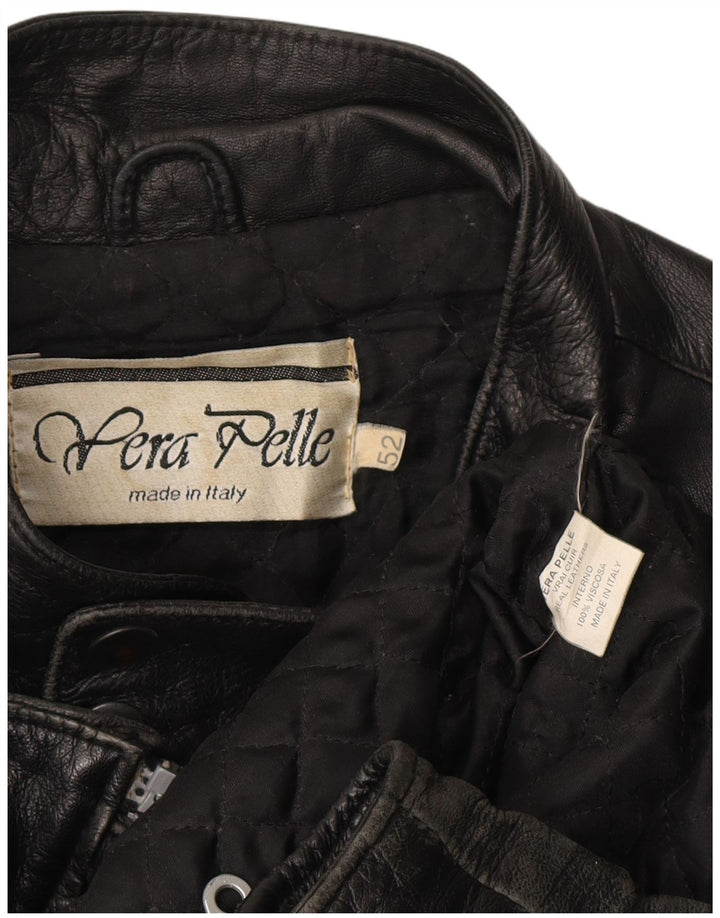 VINTAGE Herren Lederjacke IT 52 XL Schwarzes Leder