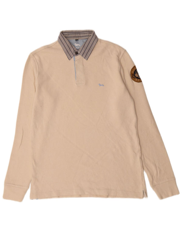 Harmont & Blaine Herren-Langarm-Rugby-Poloshirt mit normaler Passform, Mittelbeige