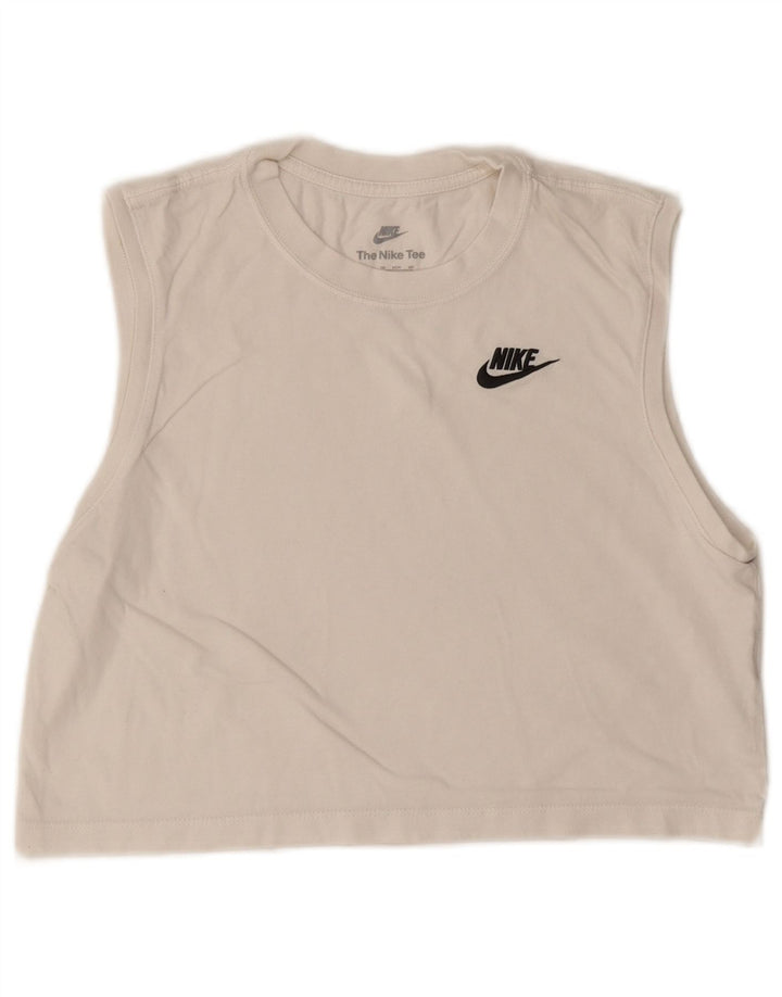 Nike Womens Crop Oversized Vest Top UK 6 XS Weiße Baumwolle