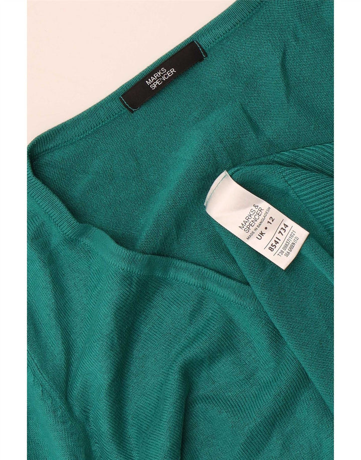 Marks & Spencer Damen-Pullover mit V-Ausschnitt, UK 12, Mittelgrün, Acryl