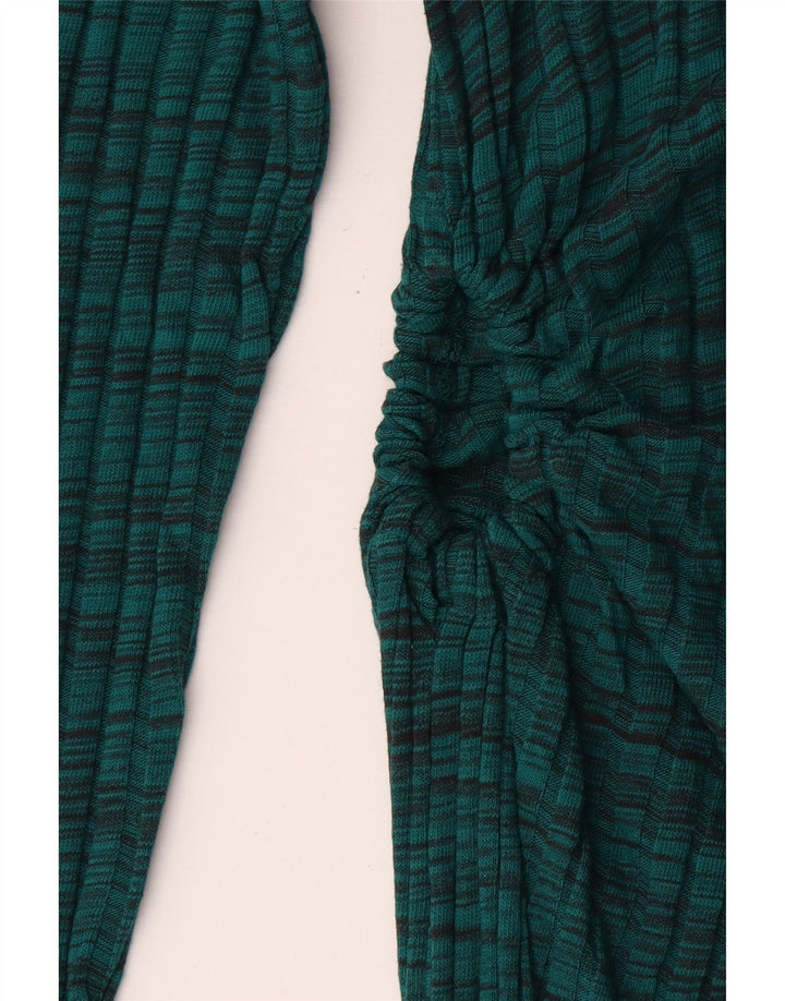 Zara Damen Pulloverkleid UK 12 Mittelgrün gestreift