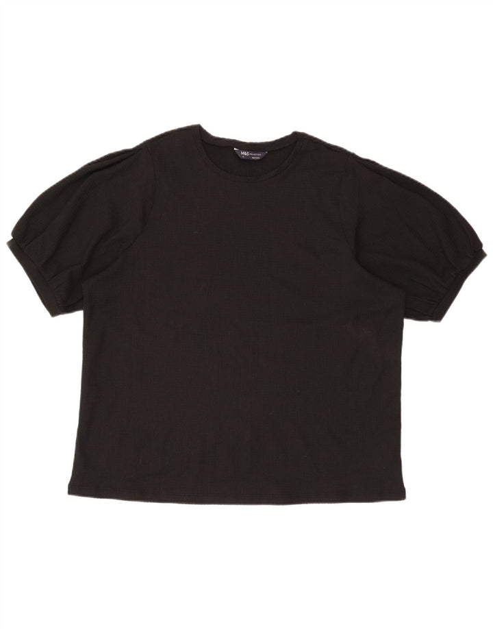 Marks & Spencer Damen Bluse Top UK 18 XL Schwarz Polyester