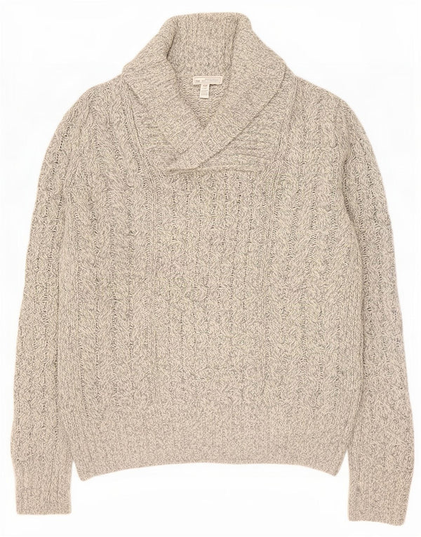 Gap Herren-Pullover mit Schalkragen, klein, grau geflecktes Acryl
