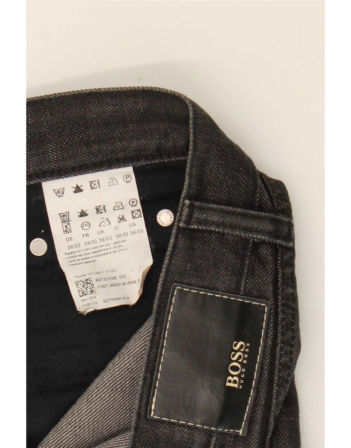Hugo Boss Herren Straight Jeans W38 L26 Schwarze Baumwolle