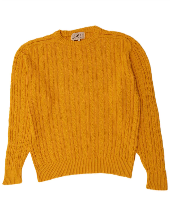 Scapa Herren-Pullover mit Rundhalsausschnitt, groß, gelbe Baumwolle