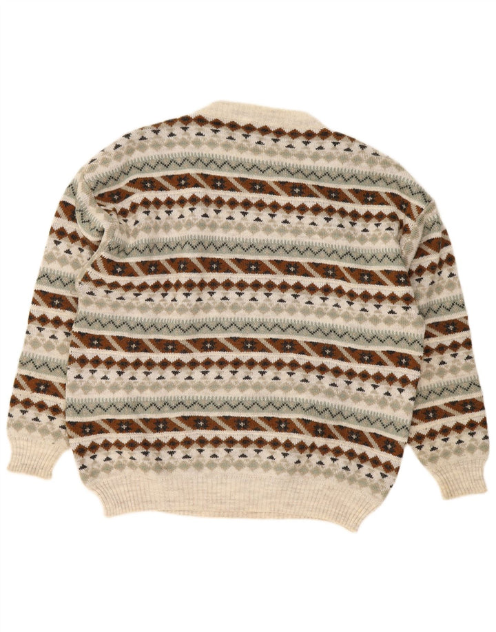Vintage Herren Pullover mit Rundhalsausschnitt, mittelgroß, mehrfarbig, geometrisch