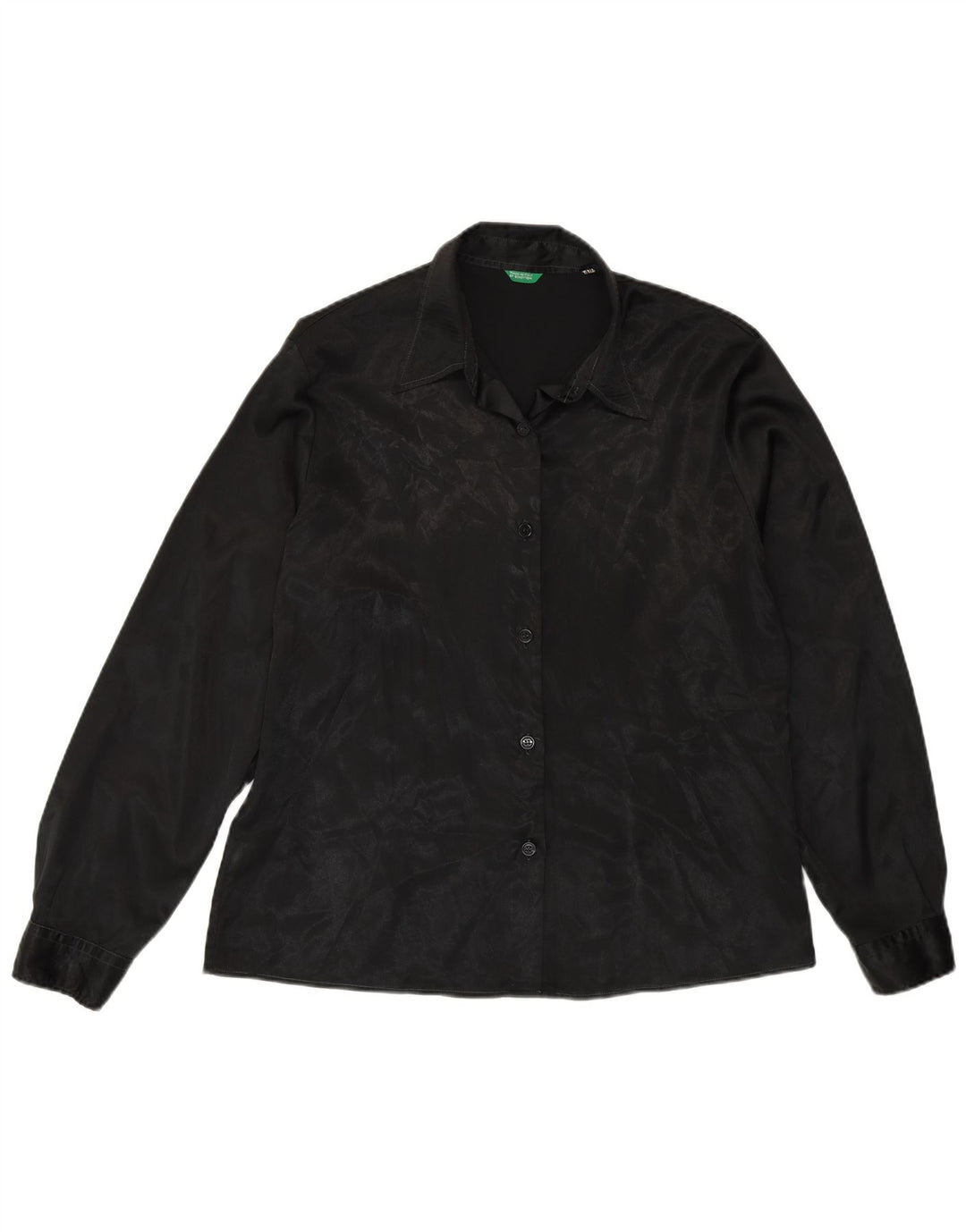 Benetton Damen-Hemd IT 48 XL, schwarzes Polyester mit Animal-Print