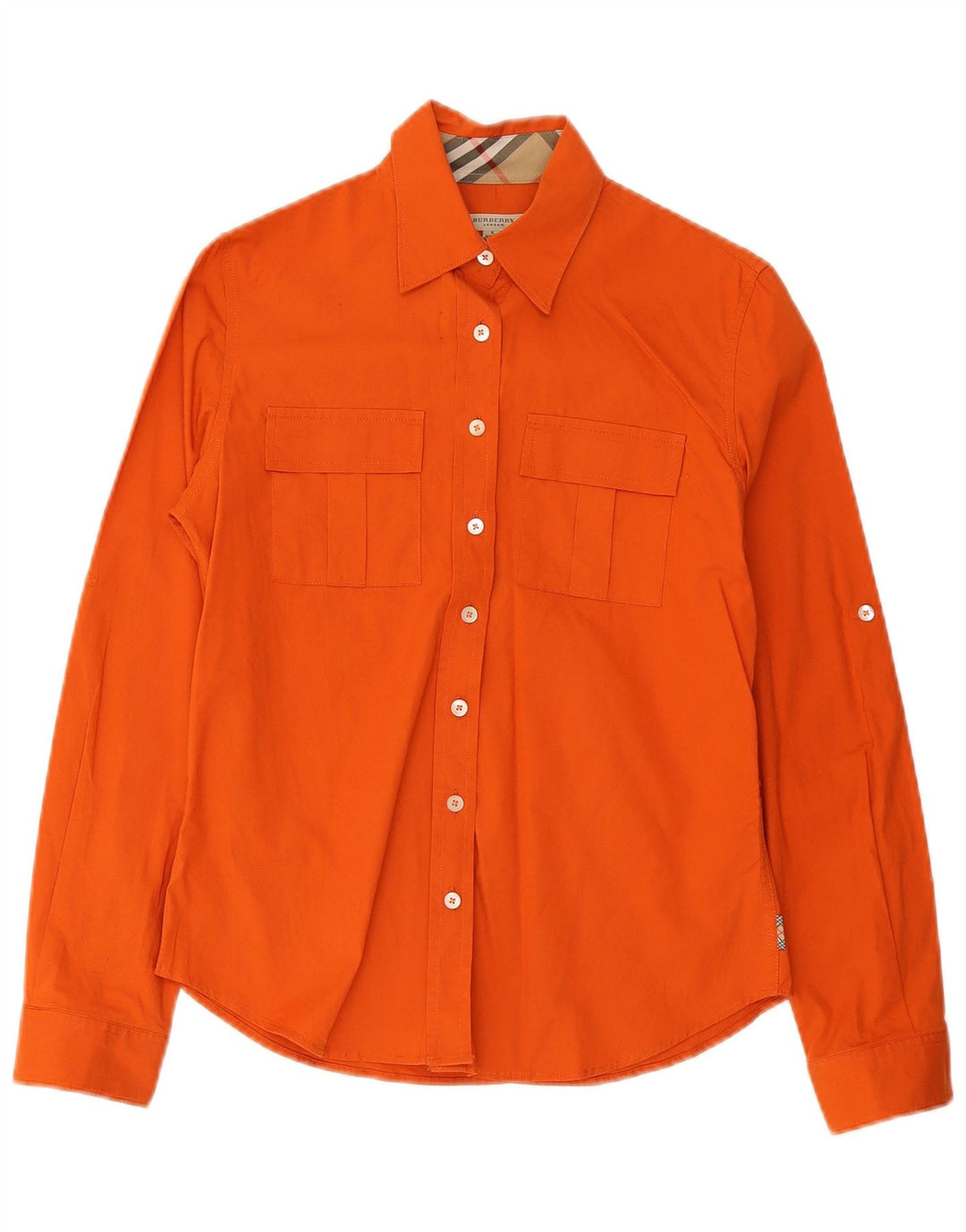 Burberry Damenhemd UK 10 Small Orange Baumwolle