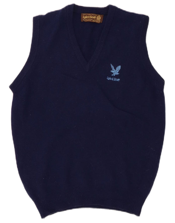 Lyle & Scott Herren Weste Tank Top Small Marineblaue Lammwolle