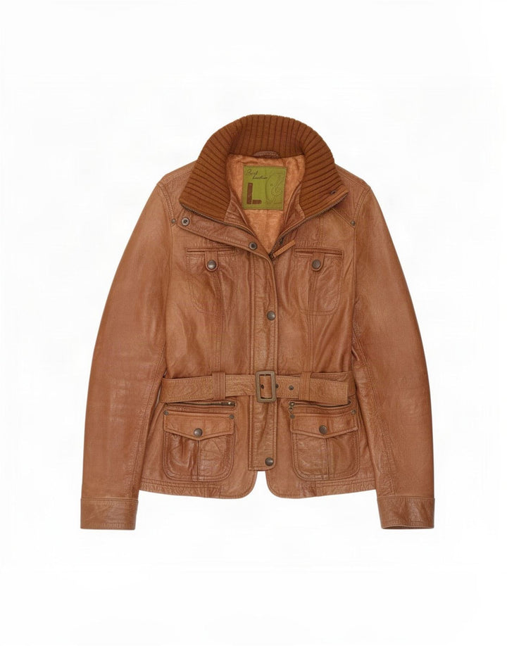 Vintage Damen Lederjacke UK 16 Large Braun