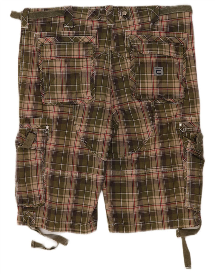 Catbalou Herren Cargoshorts IT 50 Large W38 Khaki Check Baumwolle