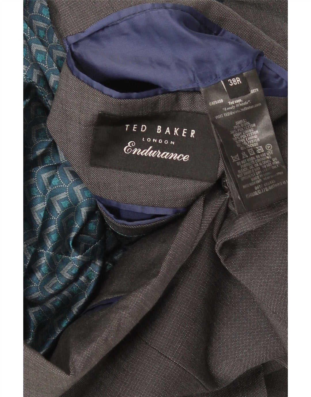 Ted Baker Herren-Blazer mit 2 Knöpfen, UK 38, mittelgraue Wolle