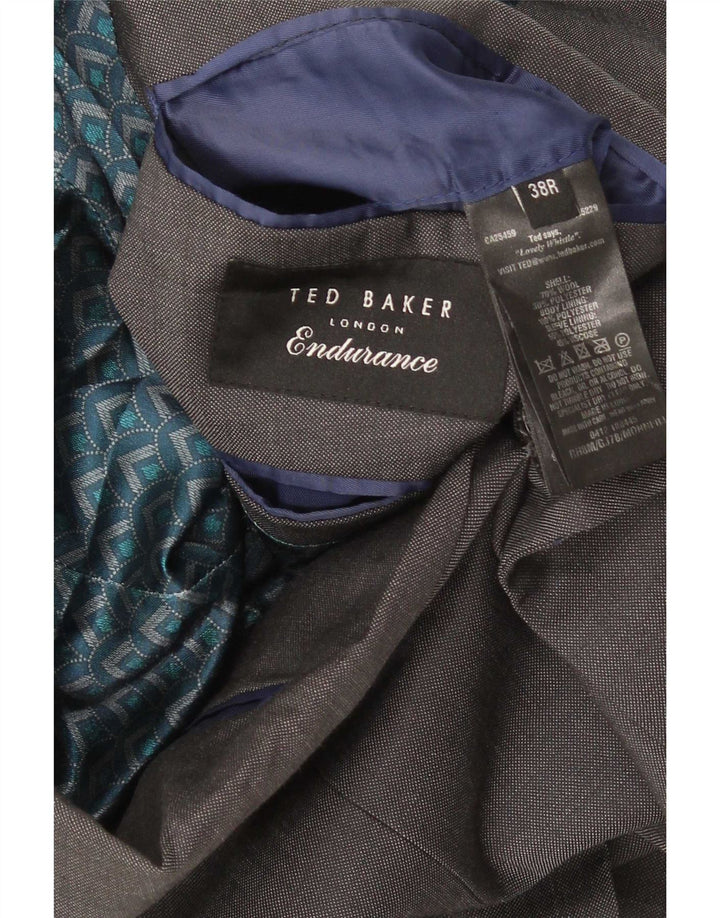 Ted Baker Herren-Blazer mit 2 Knöpfen, UK 38, mittelgraue Wolle