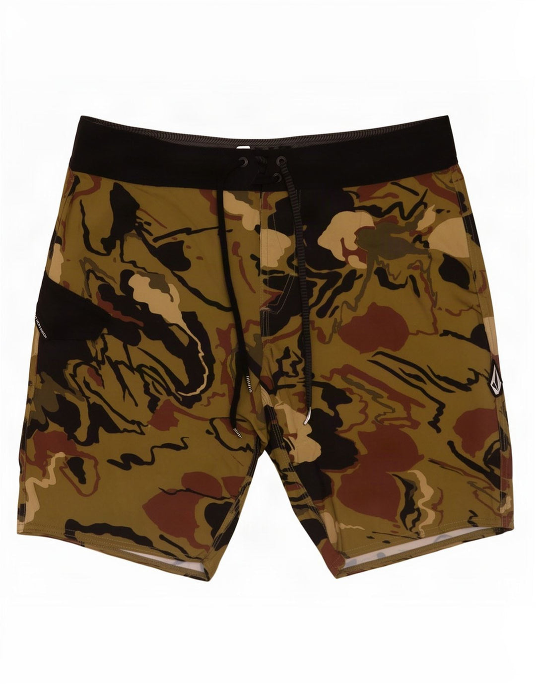 Volcom Herren-Badeshorts mit abstraktem Muster, mittleres Khaki