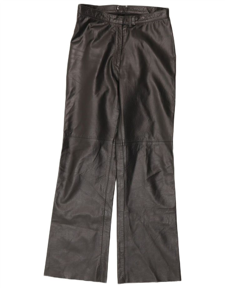 Vintage Damen Bootcut-Lederhose IT 44 Medium W28 L30 Schwarzes Leder