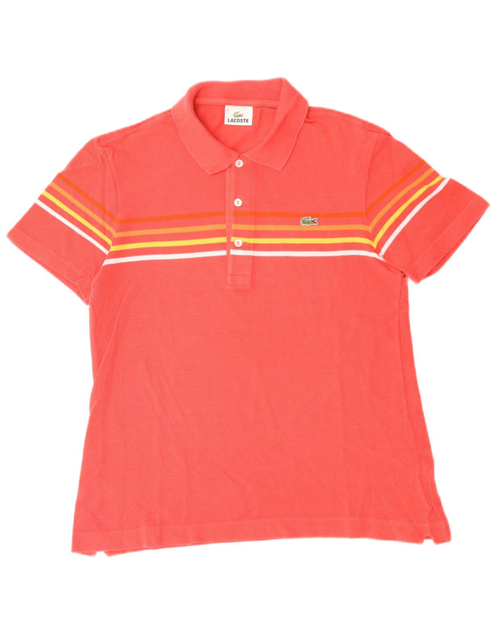 LACOSTE Herren-Poloshirt, Größe 3, klein, rosa gestreift, Baumwolle