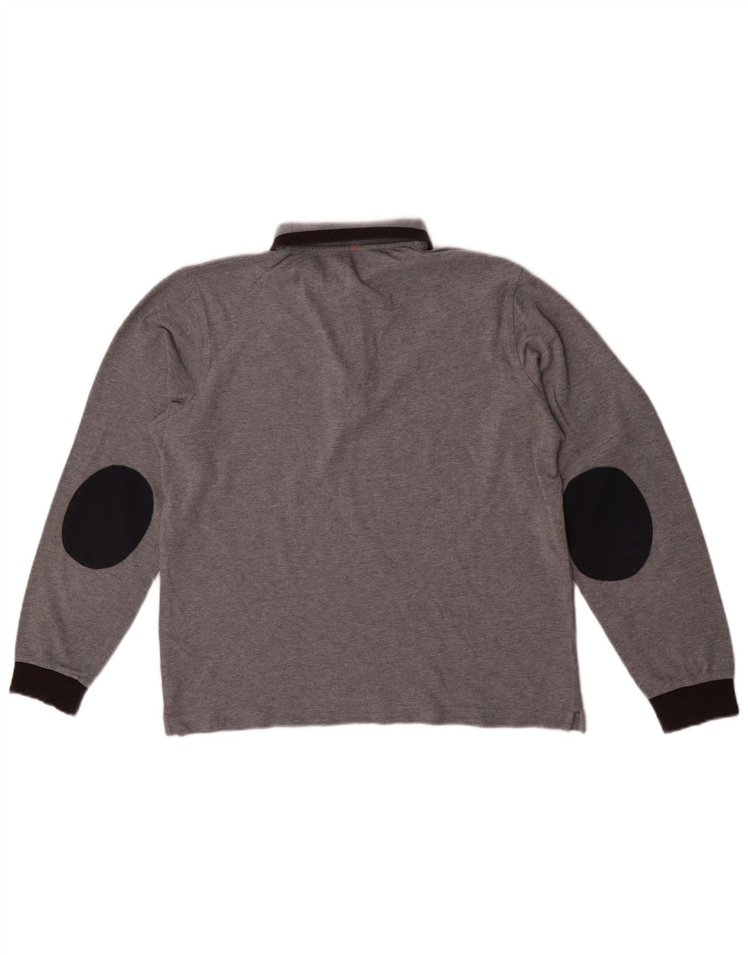 Sun68 Herren-Langarm-Poloshirt aus mittelgrauer Colourblock-Baumwolle