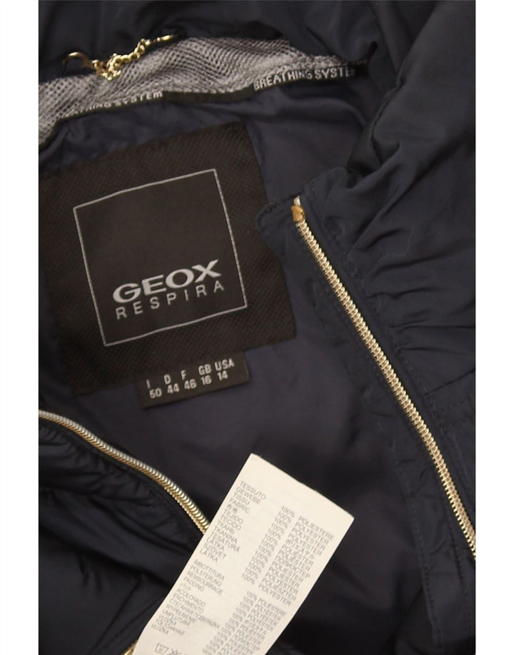 Geox Damen Respira Wattierte Jacke UK 16 Large Marineblau Polyester