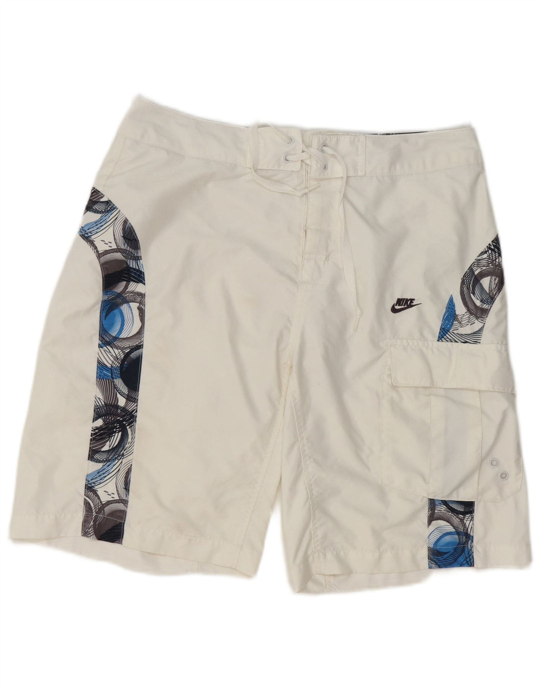 Nike Herren-Badeshorts mit Grafik, mittelweiß, geometrisches Polyester