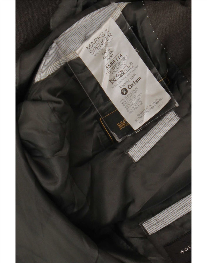 Marks & Spencer Herren-Blazer mit 2 Knöpfen, UK 38, mittelgrünes Leinen