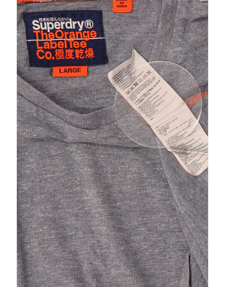 Superdry Herren T-Shirt Top Large Grau Baumwolle