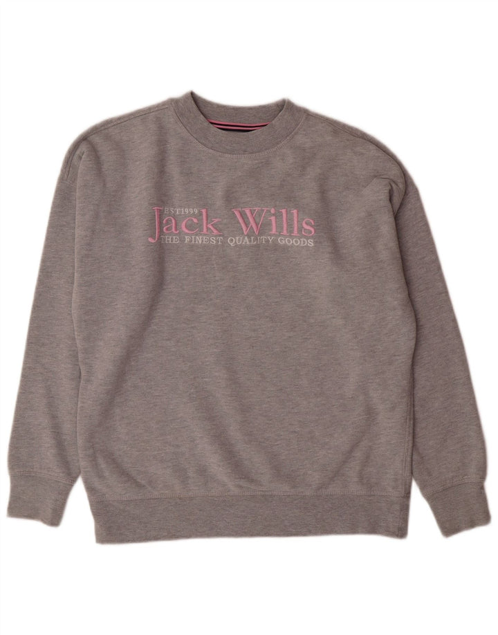 JACK WILLS Grafik-Sweatshirtpullover für Damen, Gr. 8, klein, grau gefleckt