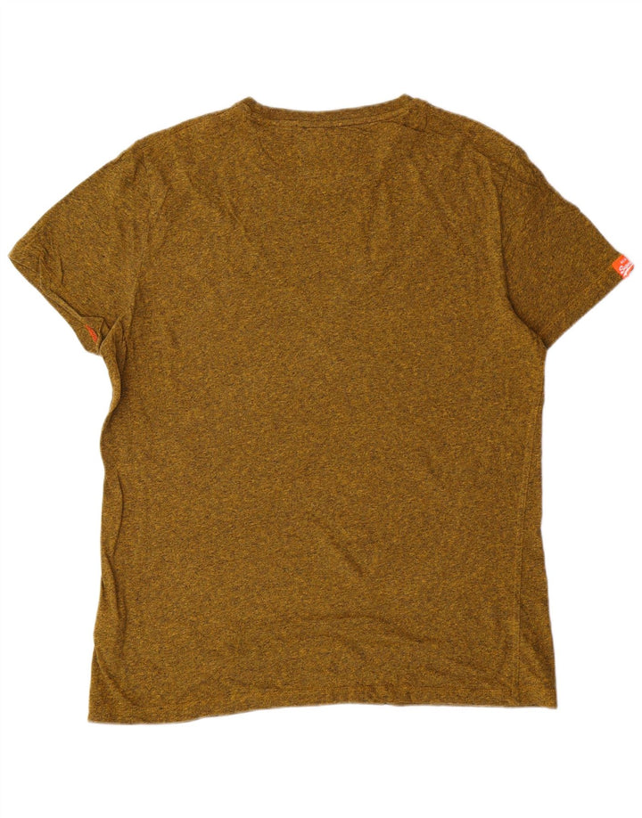 SUPERDRY Damen T-Shirt-Oberteil XL aus grün gesprenkelter Baumwolle