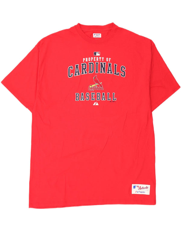 Majestic Herren St. Louis Cardinals Grafik T-Shirt Top 2XL Rot Baumwolle
