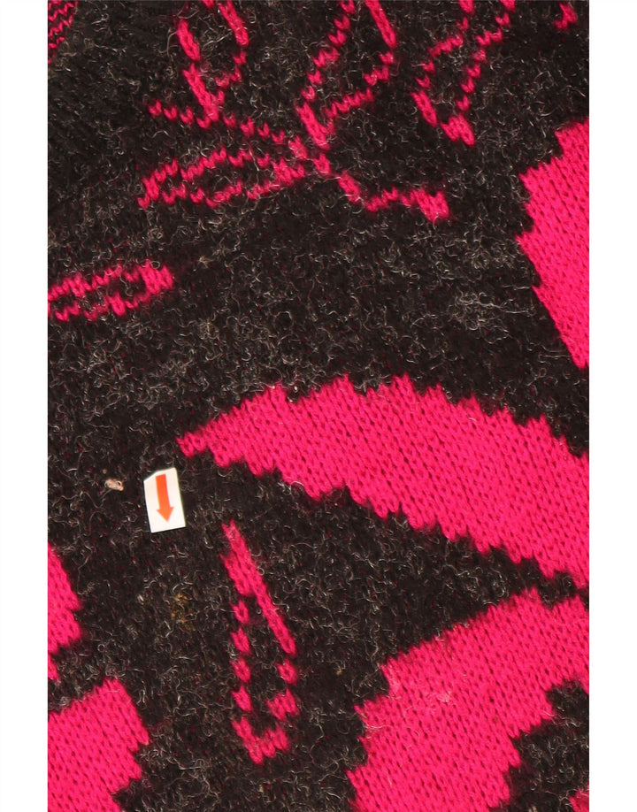 VINTAGE Damen-Pullover mit U-Boot-Ausschnitt, UK 20 2XL, schwarzes Blumenmuster, Acryl