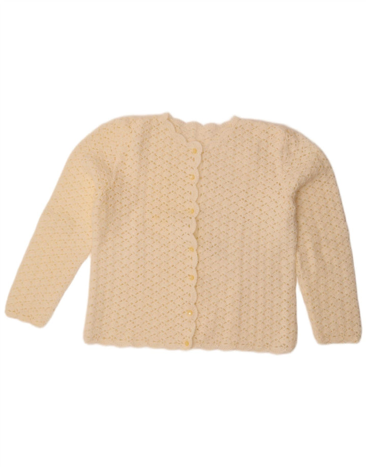 Vintage Damen Cardigan Pullover UK 14 Groß Weiß