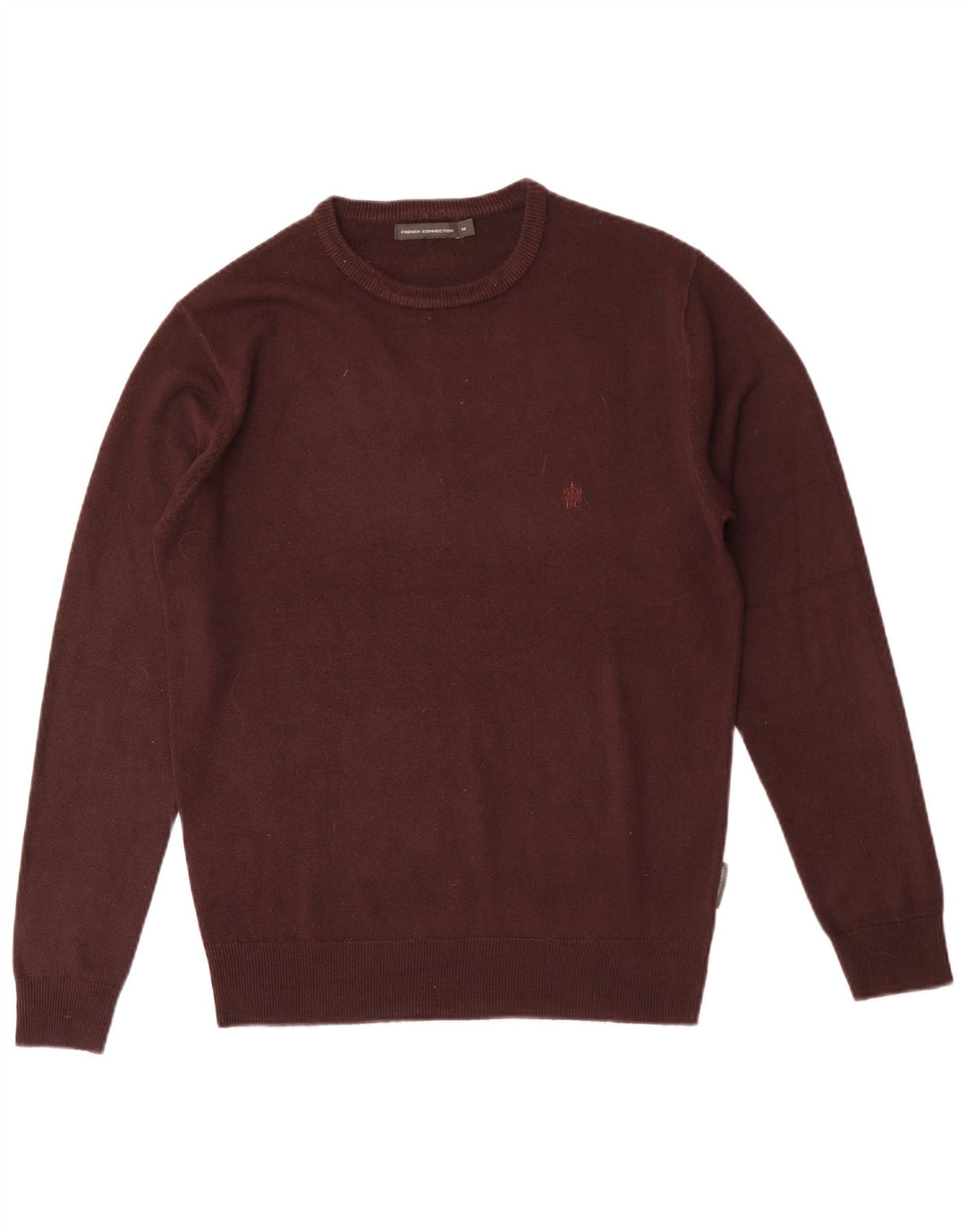French Connection Herren-Pullover mit Rundhalsausschnitt, reguläre Passform, mittleres Kastanienbraun
