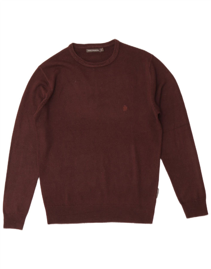 French Connection Herren-Pullover mit Rundhalsausschnitt, reguläre Passform, mittleres Kastanienbraun