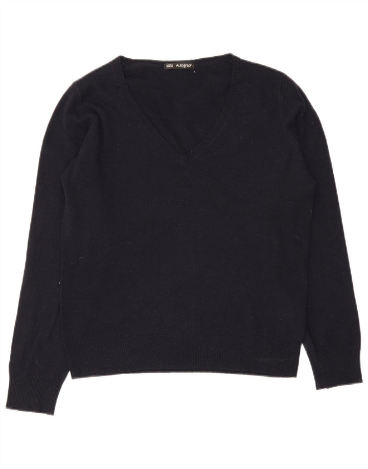 Marks & Spencer Damen-Pullover mit V-Ausschnitt, Gr. 12, mittleres Marineblau