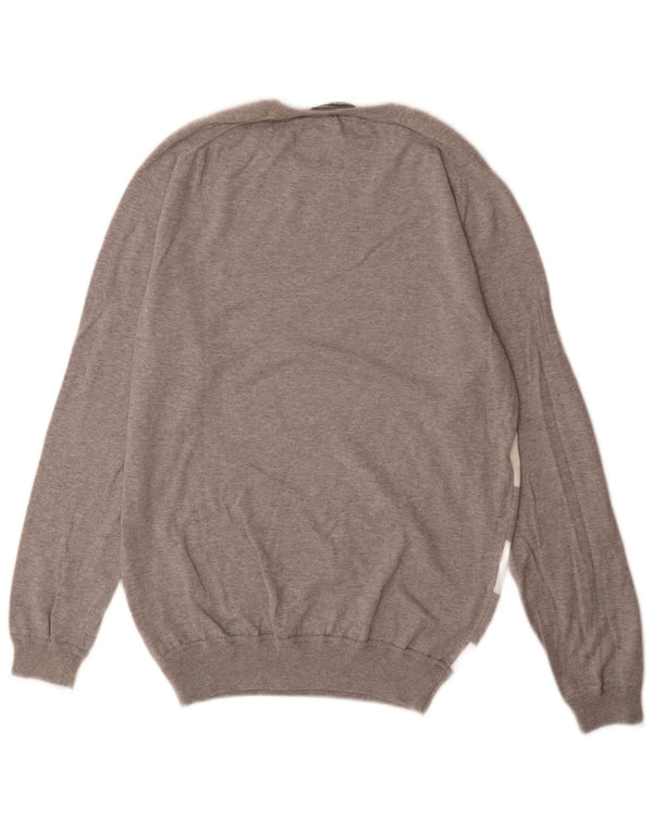 SIVIGLIA Herren-Pullover mit Rundhalsausschnitt, groß, grau gestreift, Baumwolle