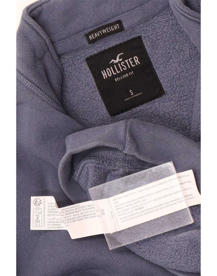 Hollister Herren-Sweatshirt mit Reißverschluss am Hals, klein, aus blauer Baumwolle