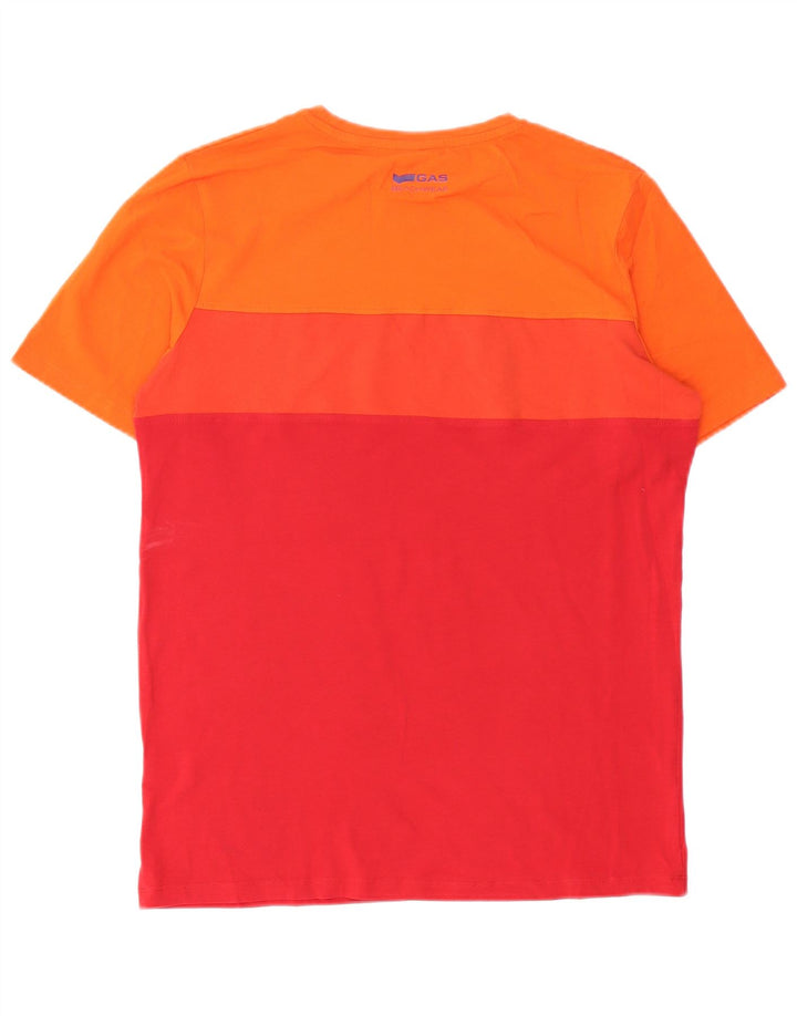 Gas Herren T-Shirt Top Large Rot Colourblock Baumwolle