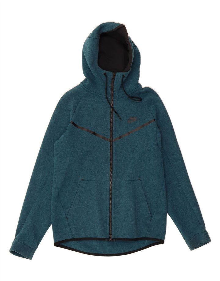 NIKE Mens Zip Hoodie Sweater Small Turquoise Cotton Vintage Nike and Second-Hand Nike from Messina Hembry 