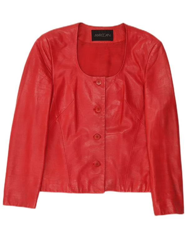 Marc Cain Damen 4-Knopf-Lederblazerjacke US Small Rot