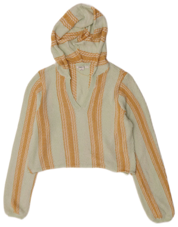 O'Neill Damen Crop Kapuzenpullover Pullover UK 10 Small Grün gestreift