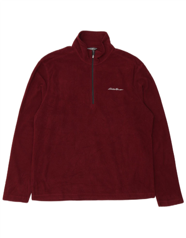 Eddie Bauer Herren-Fleecepullover mit Reißverschluss am Hals, mittleres kastanienbraunes Polyester