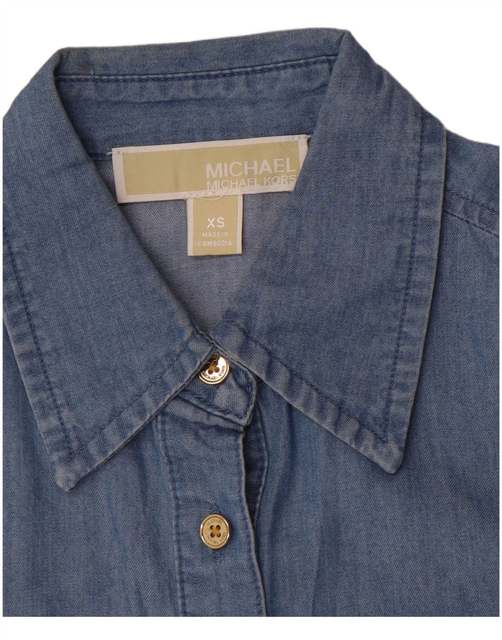 MICHAEL KORS Damen Übergroßes Jeanshemd UK 6 XS Blau